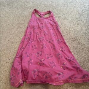 Pink Sleeveless Dress with Horse Print